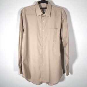Ivy Crew - Beige Button Down Dress Shirt Long Sleeve Pocket Size M